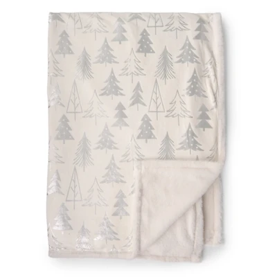 Blanc & Bleu Ivory Metallic Christmas Tree Throw
