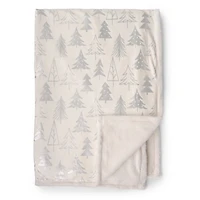 Blanc & Bleu Ivory Metallic Christmas Tree Throw