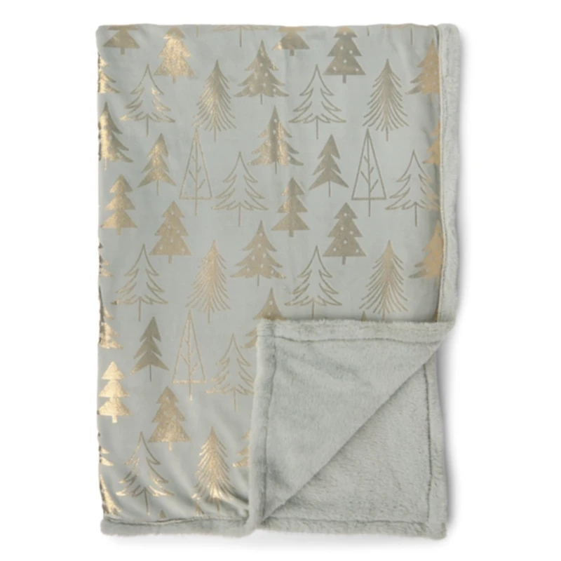 Blanc & Bleu Gray Metallic Christmas Tree Throw
