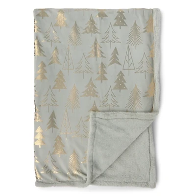 Blanc & Bleu Gray Metallic Christmas Tree Throw