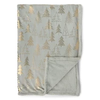 Blanc & Bleu Gray Metallic Christmas Tree Throw