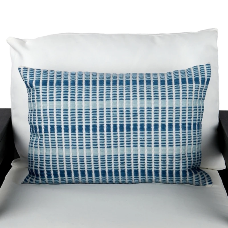 Blue Ombre Striped Outdoor Lumbar Pillow