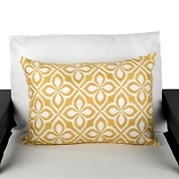 Embroidered Floral Outdoor Lumbar Pillow