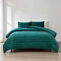 Teal Ruched Stripe 3-pc. Full/Queen Comforter Set