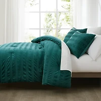 Teal Ruched Stripe 3-pc. Full/Queen Comforter Set
