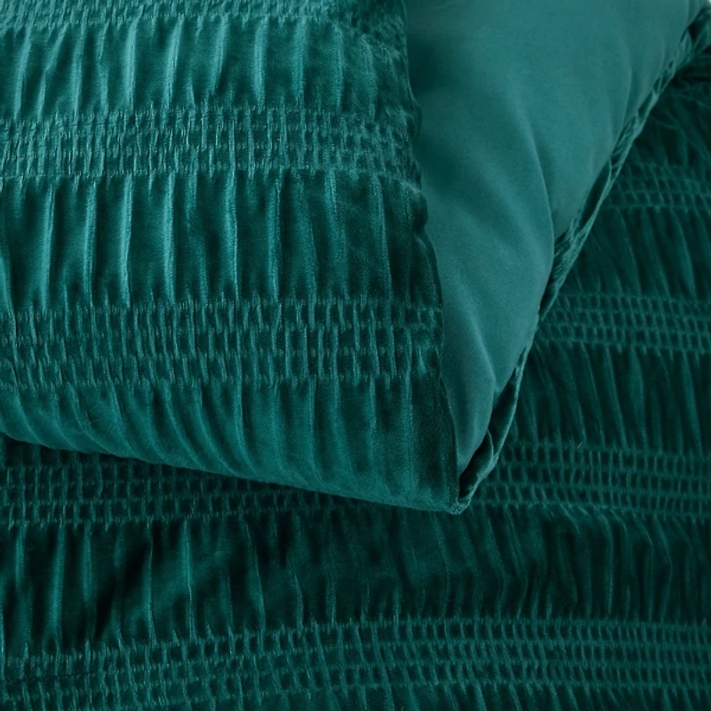 Teal Ruched Stripe 3-pc. Full/Queen Comforter Set