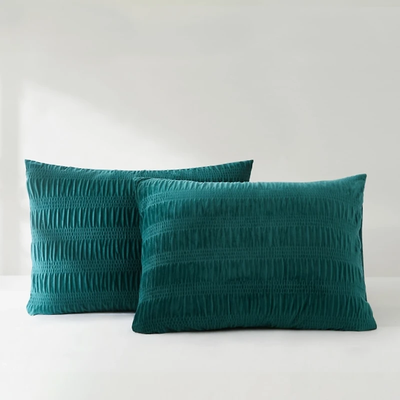 Teal Ruched Stripe 3-pc. Full/Queen Comforter Set