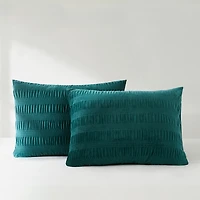 Teal Ruched Stripe 3-pc. Full/Queen Comforter Set