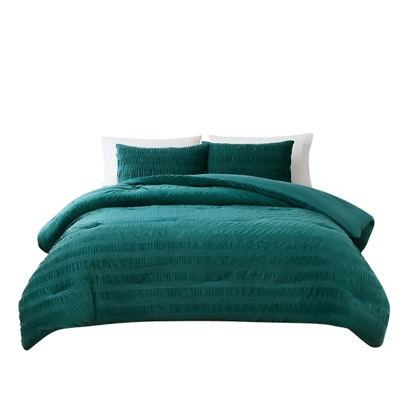 Teal Ruched Stripe 3-pc. Full/Queen Comforter Set
