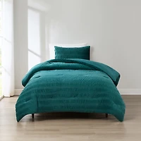 Teal Ruched Stripe 2-pc. Twin XL Comforter Set