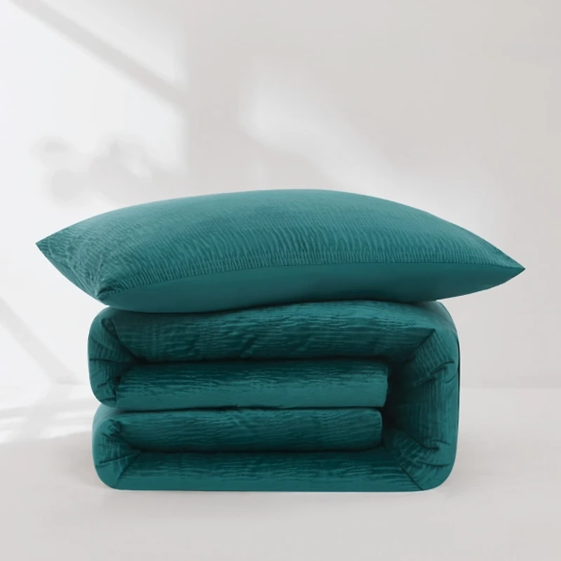 Teal Ruched Stripe 2-pc. Twin XL Comforter Set