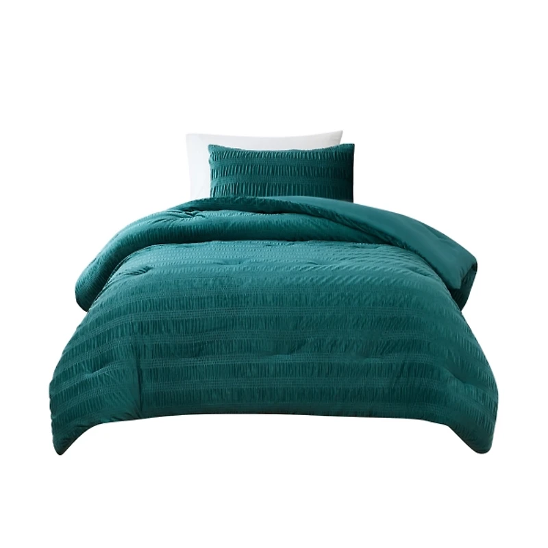 Teal Ruched Stripe 2-pc. Twin XL Comforter Set