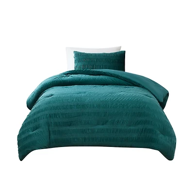 Teal Ruched Stripe 2-pc. Twin XL Comforter Set