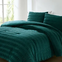 Teal Ruched Stripe 3-pc. King Comforter Set