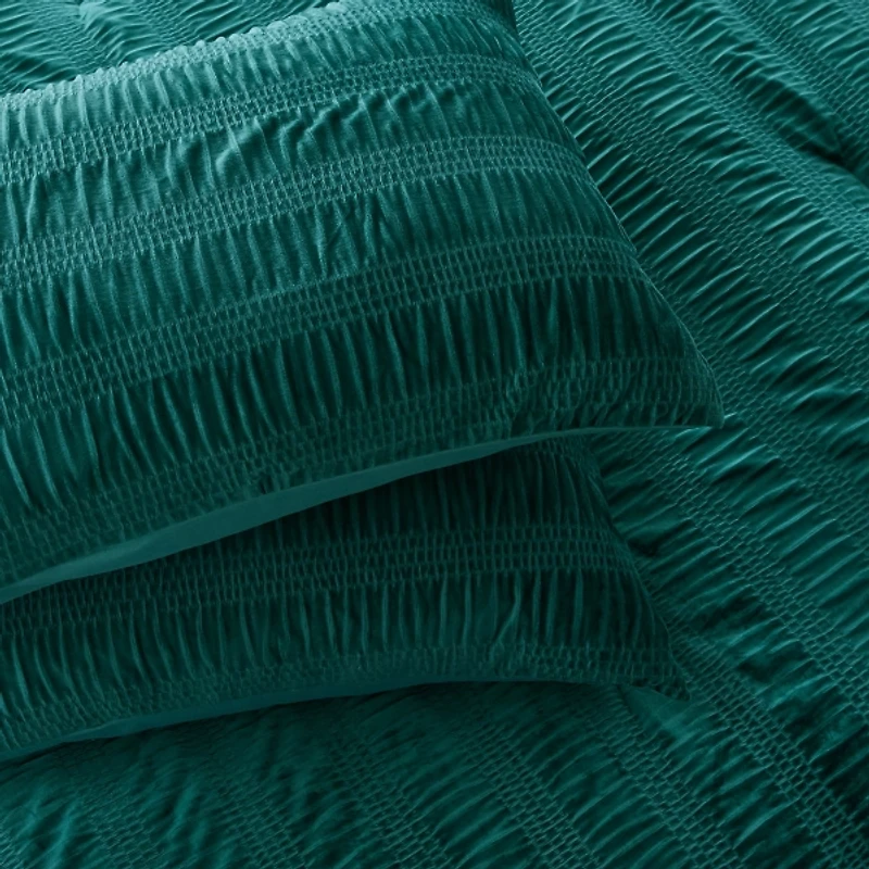 Teal Ruched Stripe 3-pc. King Comforter Set