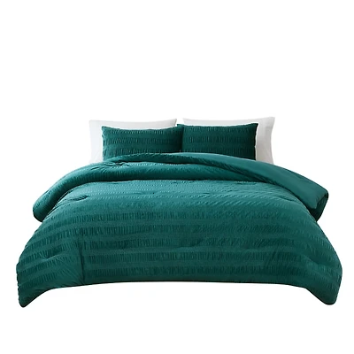 Teal Ruched Stripe 3-pc. King Comforter Set