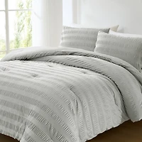 Gray Ruched Stripe 3-pc. King Comforter Set