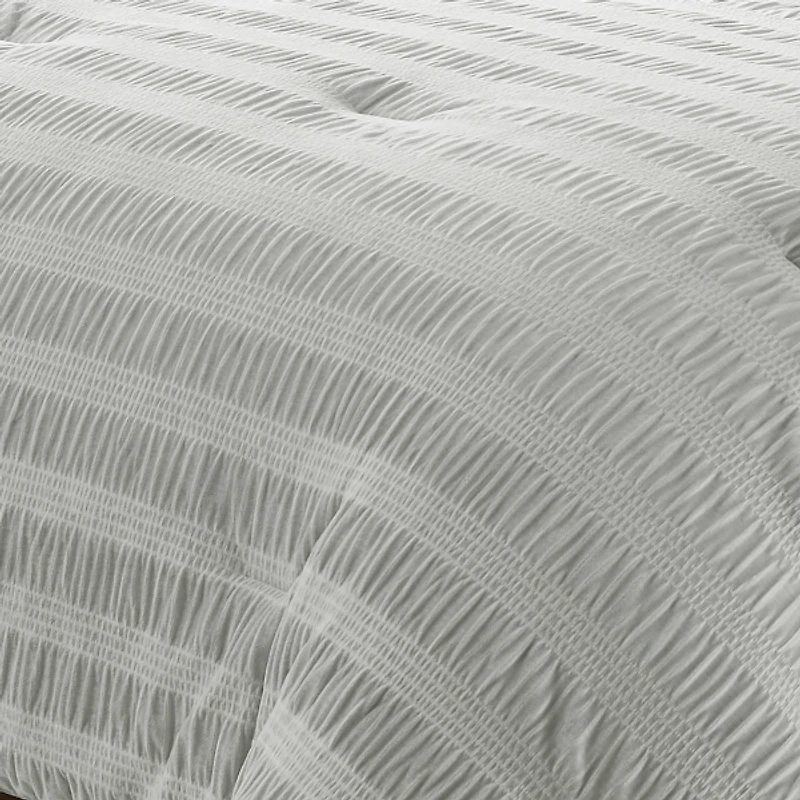 Gray Ruched Stripe 3-pc. King Comforter Set