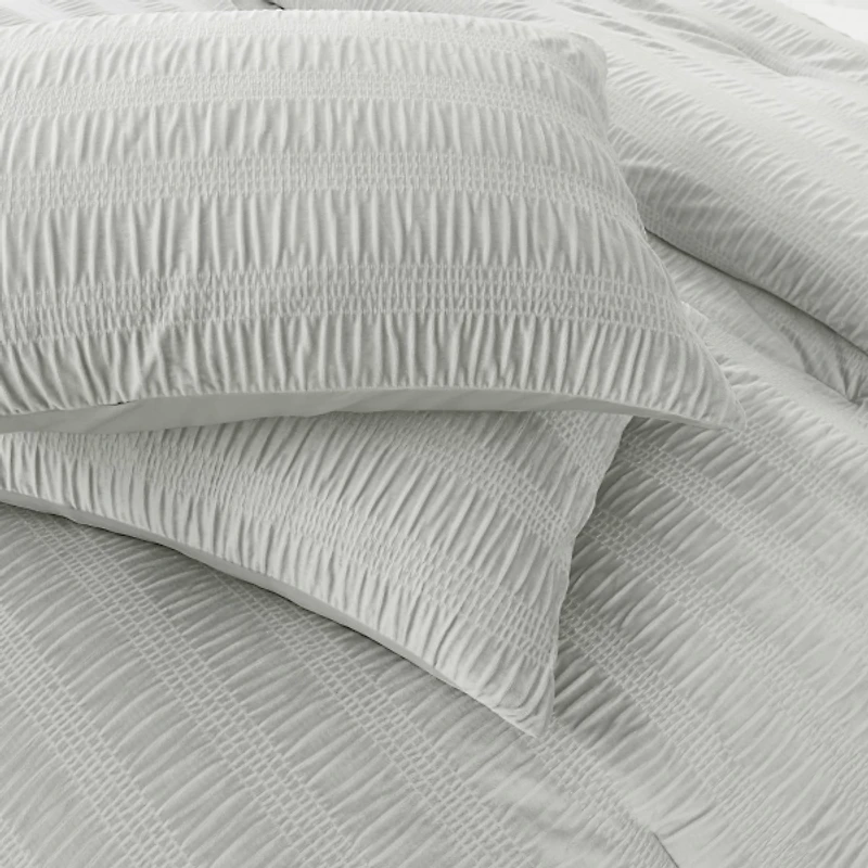 Gray Ruched Stripe 3-pc. King Comforter Set