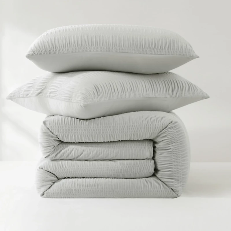 Gray Ruched Stripe 3-pc. Full/Queen Comforter Set