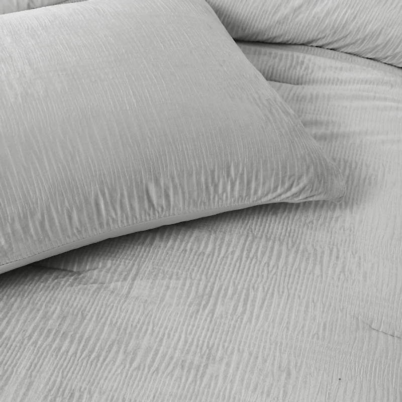 Gray Ruched Stripe 2-pc. Twin XL Comforter Set