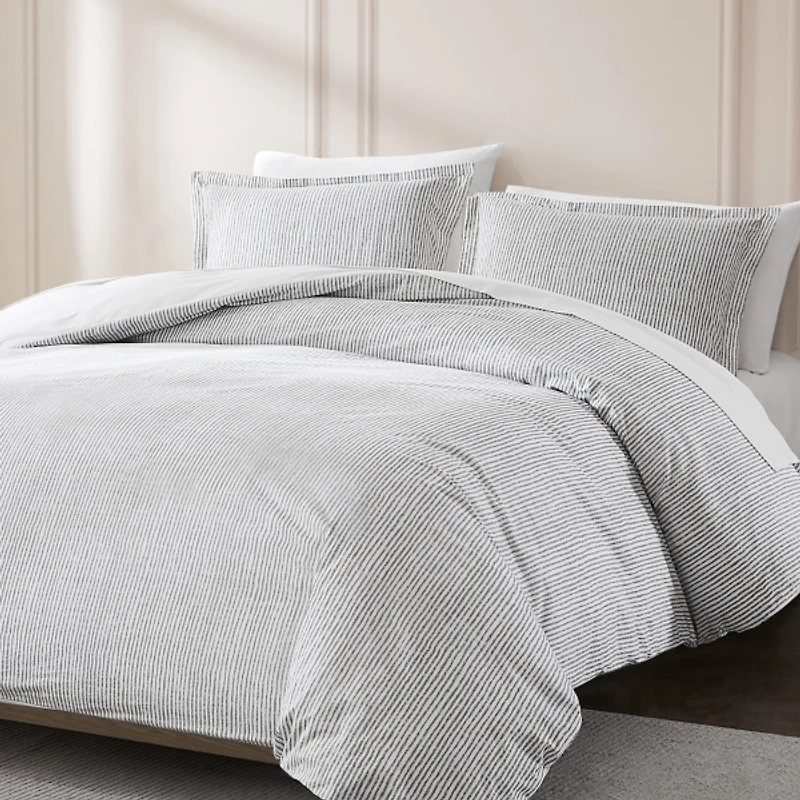 Gray Striped 3-pc. Full/Queen Duvet Cover Set