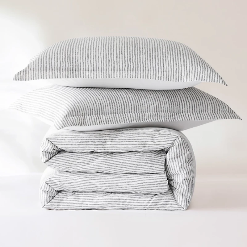Gray Striped 3-pc. King Duvet Cover Set