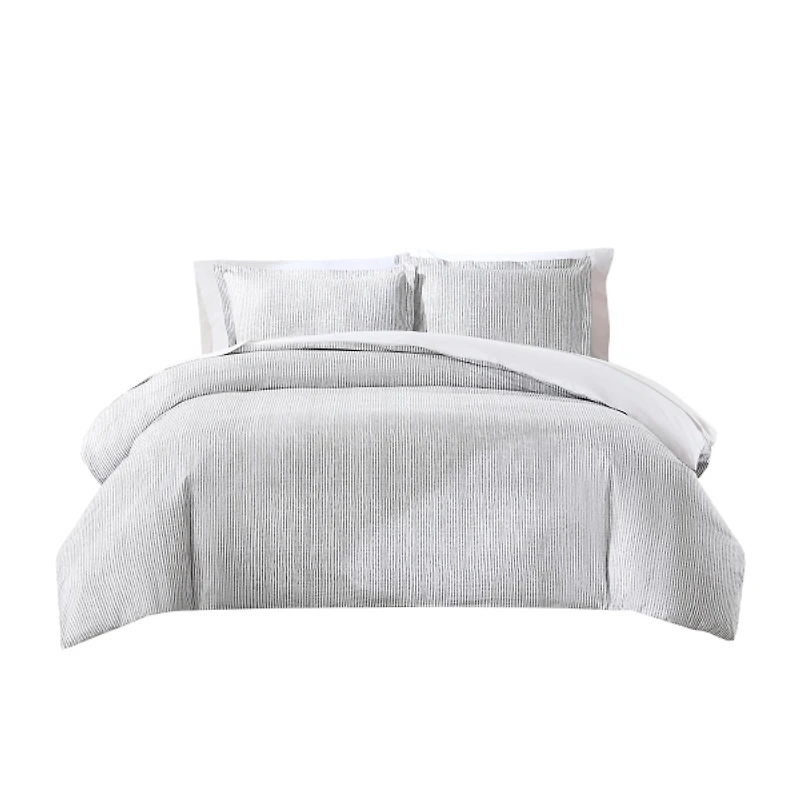 Gray Striped 3-pc. King Duvet Cover Set