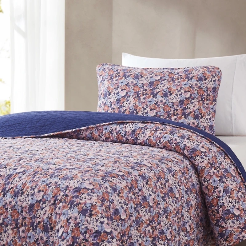 Purple Camo Floral 2-pc. Twin XL Quilt Set