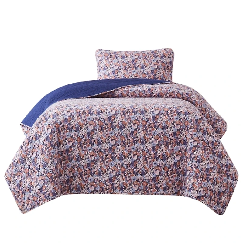 Purple Camo Floral 2-pc. Twin XL Quilt Set