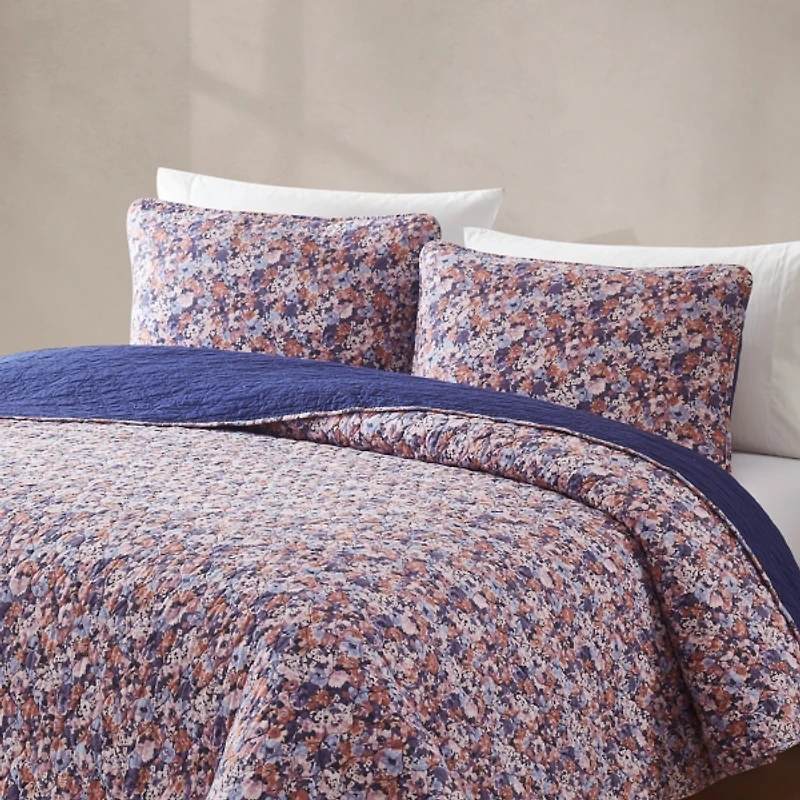 Purple Camo Floral 3-pc. Full/Queen Quilt Set