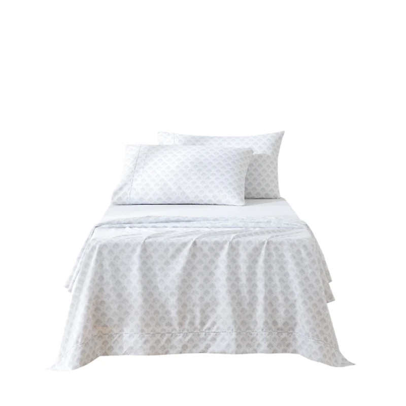 Gray Scallop Fan 4-pc. Twin XL Sheet Set