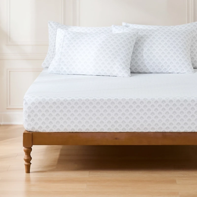 Gray Scallop Fan 6-pc. Queen Sheet Set