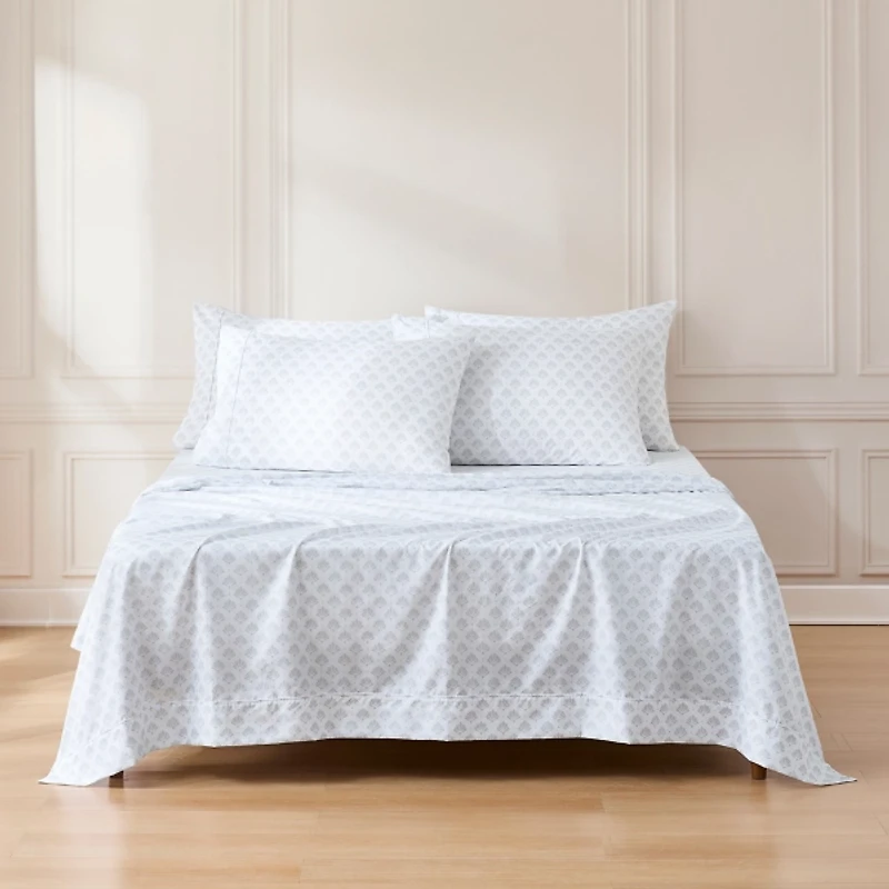 Gray Scallop Fan 6-pc. Full Sheet Set