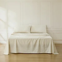 Neutral Damask Cotton 4-pc. Queen Sheet Set
