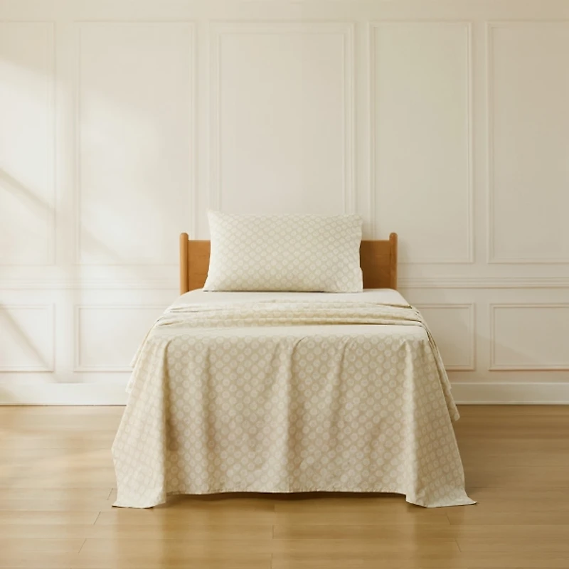 Neutral Damask Cotton 3-pc. Twin Sheet Set