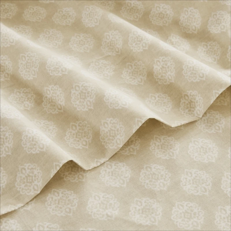 Neutral Damask Cotton 3-pc. Twin Sheet Set