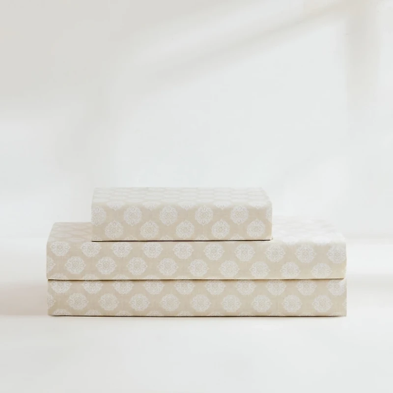 Neutral Damask Cotton 3-pc. Twin Sheet Set