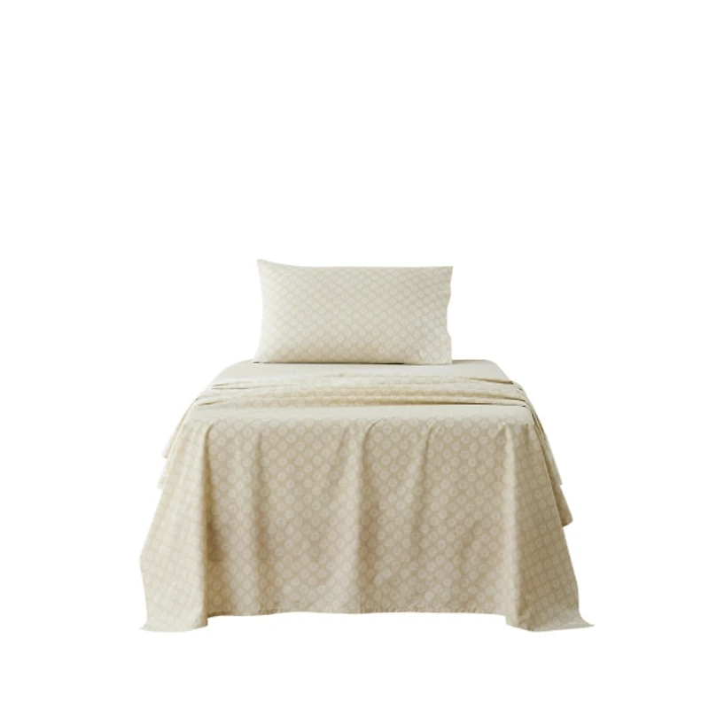 Neutral Damask Cotton 3-pc. Twin Sheet Set