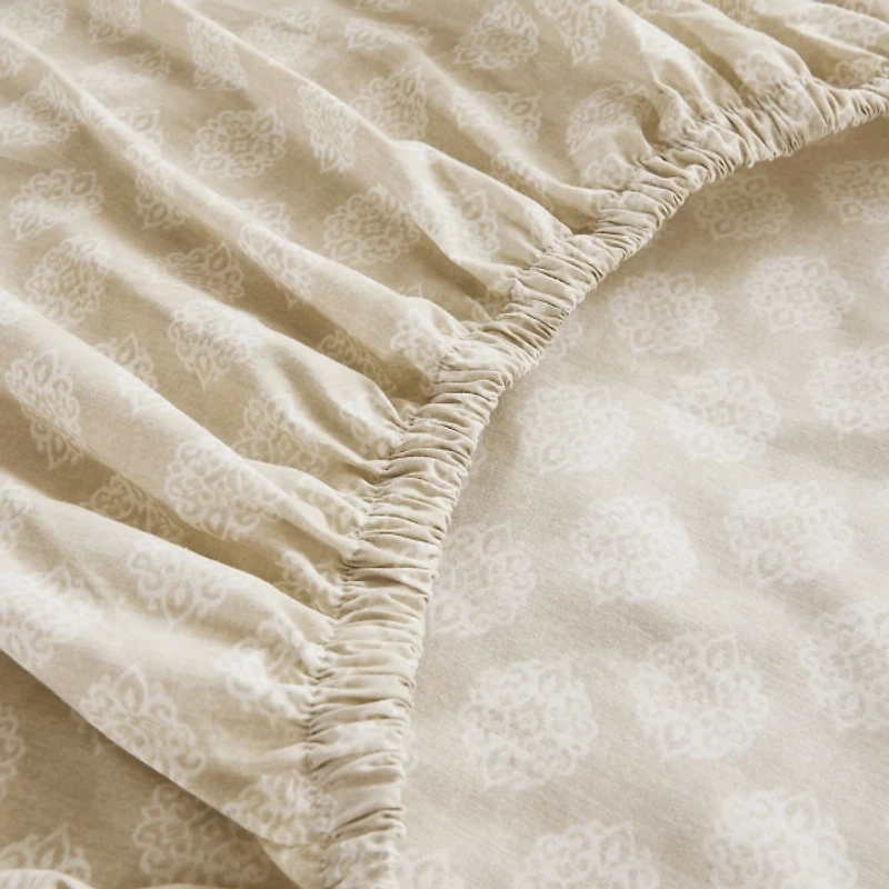 Neutral Damask Cotton 4-pc. Full Sheet Set