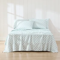 Aqua Blue Checkered Daisy 6-pc. Queen Sheet Set