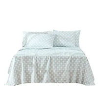 Aqua Blue Checkered Daisy 6-pc. Queen Sheet Set