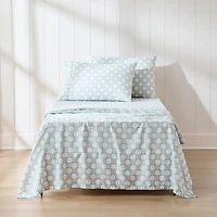Aqua Blue Checkered Daisy 4-pc. Twin Sheet Set