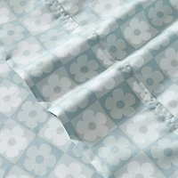 Aqua Blue Checkered Daisy 4-pc. Twin Sheet Set
