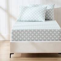 Aqua Blue Checkered Daisy 4-pc. Twin Sheet Set