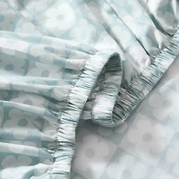 Aqua Blue Checkered Daisy 4-pc. Twin XL Sheet Set