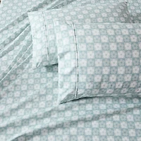 Aqua Blue Checkered Daisy 6-pc. Full Sheet Set