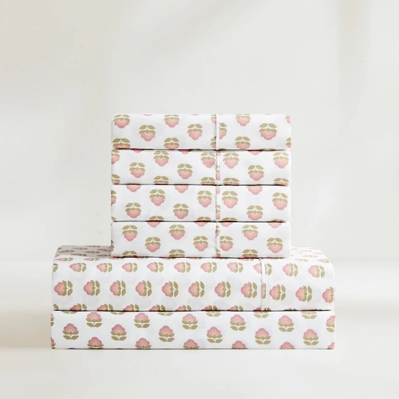Prisha Peach Floral 6-pc. Full Sheet Set