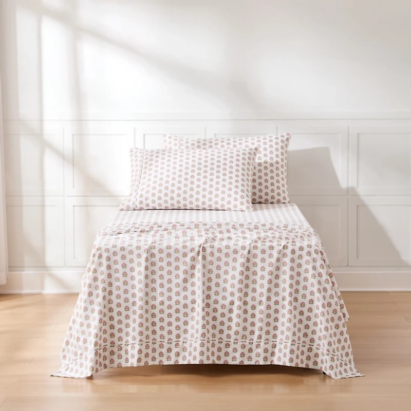 Prisha Peach Floral 4-pc. Twin XL Sheet Set