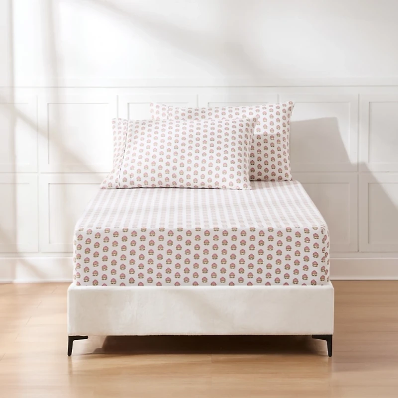 Prisha Peach Floral 4-pc. Twin XL Sheet Set